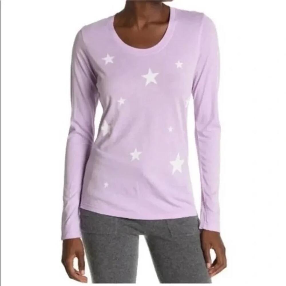 Sundry Women's T-Shirt Top Size 3 / Large Lilac Star Print NEW Scoop Neck NEW